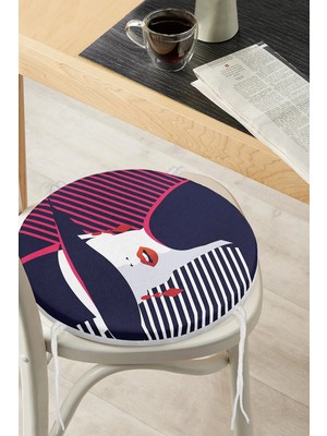 Rem Home Rengirenk Dekoratif Sandalye Minderi Sarı Yuvarlak 40 x 40 cm Mutfak Balkon Oturma Minderi