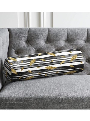 Rem Home Rengirenk Dekoratif Kırlent Kılıfı Beyaz Yaprak 60 x 20 cm Salon Koltuk Kanepe Yastık Kılıfı