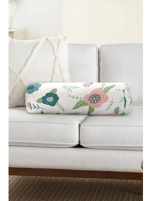 Rem Home Rengirenk Dekoratif Kırlent Kılıfı Beyaz Soyut 60 x 20 cm Salon Koltuk Kanepe Yastık Kılıfı