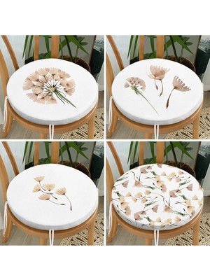 Rem Home Rengirenk Dekoratif Sandalye Minderi Beyaz Modern Yuvarlak 40 x 40 cm Mutfak Balkon Oturma Minderi