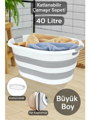 St. Morritz Mega Boy Katlanabilir Silikon Çamaşır Sepeti Büyük Boy - Vip Akordiyon Sepet