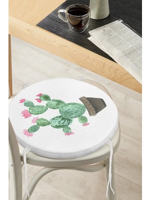 Rem Home Rengirenk Dekoratif Sandalye Minderi Beyaz Modern Yuvarlak 40 x 40 cm Mutfak Balkon Oturma Minderi