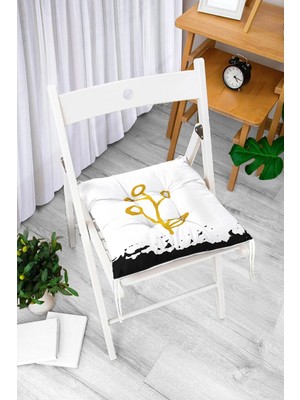 Rem Home Rengirenk Dekoratif Sandalye Minderi Beyaz Hayvan Bağcıklı 40 x 40 cm Mutfak Balkon Oturma Minderi