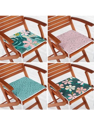Rem Home Rengirenk Dekoratif Sandalye Minderi Yaprak 40 x 40 cm Mutfak Balkon Oturma Minderi