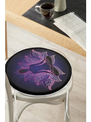 Rem Home Rengirenk Dekoratif Sandalye Minderi Pembe Yuvarlak 40 x 40 cm Mutfak Balkon Oturma Minderi
