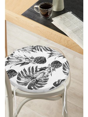 Rem Home Rengirenk Dekoratif Sandalye Minderi Yaprak Yuvarlak 40 x 40 cm Mutfak Balkon Oturma Minderi