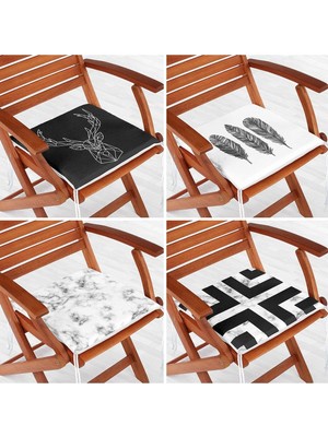 Rem Home Rengirenk Dekoratif Sandalye Minderi Beyaz 40 x 40 cm Mutfak Balkon Oturma Minderi