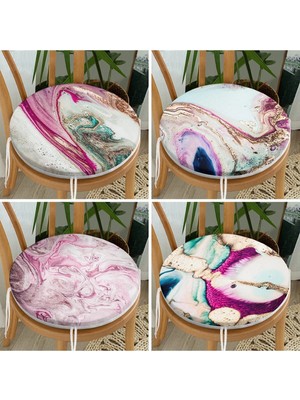 Rem Home Rengirenk Dekoratif Sandalye Minderi Modern Yuvarlak 40 x 40 cm Mutfak Balkon Oturma Minderi