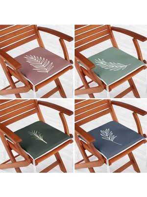Rem Home Rengirenk Dekoratif Sandalye Minderi Yaprak 40 x 40 cm Mutfak Balkon Oturma Minderi