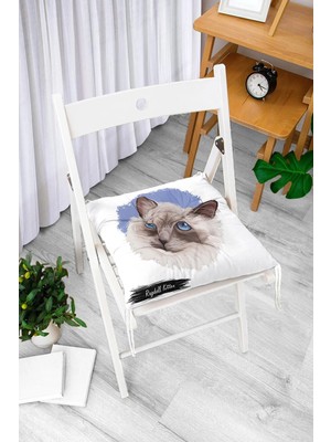 Rem Home Rengirenk Dekoratif Sandalye Minderi Beyaz Modern Bağcıklı 40 x 40 cm Mutfak Balkon Oturma Minderi