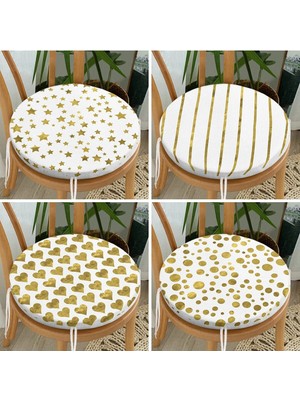 Rem Home Rengirenk Dekoratif Sandalye Minderi Beyaz Modern Yuvarlak 40 x 40 cm Mutfak Balkon Oturma Minderi