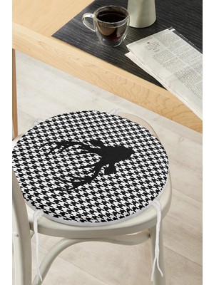 Rem Home Rengirenk Dekoratif Sandalye Minderi Sarı Yuvarlak 40 x 40 cm Mutfak Balkon Oturma Minderi