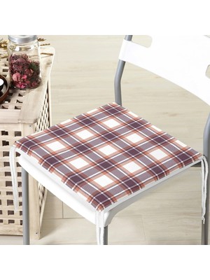 Rem Home Rengirenk Dekoratif Sandalye Minderi Sarı Ekose 40 x 40 cm Mutfak Balkon Oturma Minderi