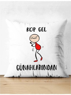 Rem Home Rengirenk Dekoratif Kırlent Kılıfı Sarı 43 x 43 cm Salon Koltuk Kanepe Yastık Kılıfı