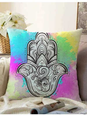 Rem Home Rengirenk Dekoratif Kırlent Kılıfı Sarı 43 x 43 cm Salon Koltuk Kanepe Yastık Kılıfı