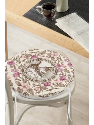 Rem Home Rengirenk Dekoratif Sandalye Minderi Yuvarlak 40 x 40 cm Mutfak Balkon Oturma Minderi
