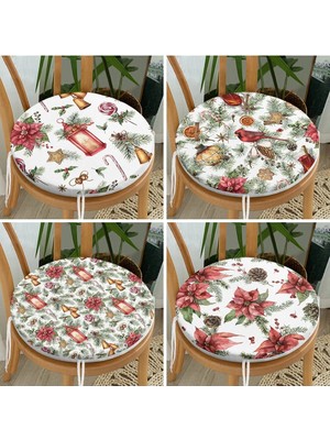 Rem Home Rengirenk Dekoratif Sandalye Minderi Sarı Yaprak Yuvarlak 40 x 40 cm Mutfak Balkon Oturma Minderi