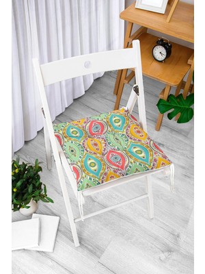 Rem Home Rengirenk Dekoratif Sandalye Minderi Sarı 40 x 40 cm Mutfak Balkon Oturma Minderi