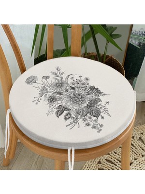 Rem Home Rengirenk Dekoratif Sandalye Minderi Modern Yuvarlak 40 x 40 cm Mutfak Balkon Oturma Minderi