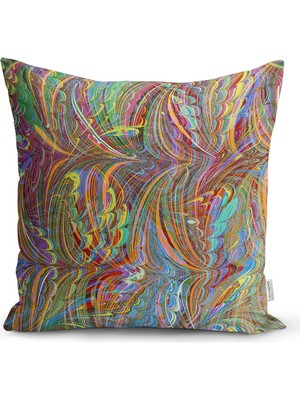 Rem Home Rengirenk Dekoratif Kırlent Kılıfı Beyaz Modern 43 x 43 cm Salon Koltuk Kanepe Yastık Kılıfı