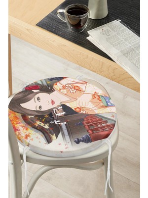 Rem Home Rengirenk Dekoratif Sandalye Minderi Modern Yuvarlak 40 x 40 cm Mutfak Balkon Oturma Minderi