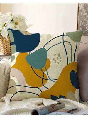 Rem Home Rengirenk Dekoratif Kırlent Kılıfı Yaprak 43 x 43 cm Salon Koltuk Kanepe Yastık Kılıfı