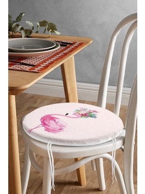 Rem Home Rengirenk Dekoratif Sandalye Minderi Pembe Yuvarlak 40 x 40 cm Mutfak Balkon Oturma Minderi