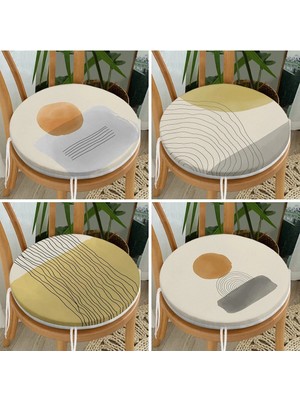 Rem Home Rengirenk Dekoratif Sandalye Minderi Sarı Modern Yuvarlak 40 x 40 cm Mutfak Balkon Oturma Minderi