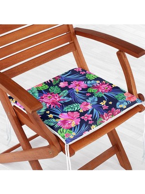 Rem Home Rengirenk Dekoratif Sandalye Minderi Siyah Modern 40 x 40 cm Mutfak Balkon Oturma Minderi