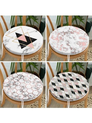 Rem Home Rengirenk Dekoratif Sandalye Minderi Geometrik Yuvarlak 40 x 40 cm Mutfak Balkon Oturma Minderi