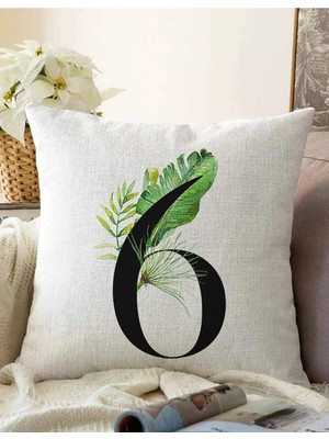 Rem Home Rengirenk Dekoratif Kırlent Kılıfı Beyaz Yaprak 43 x 43 cm Salon Koltuk Kanepe Yastık Kılıfı