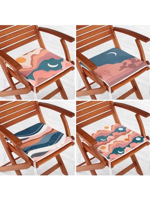 Rem Home Rengirenk Dekoratif Sandalye Minderi Sarı 40 x 40 cm Mutfak Balkon Oturma Minderi
