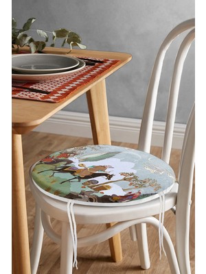 Rem Home Rengirenk Dekoratif Sandalye Minderi Sarı Yuvarlak 40 x 40 cm Mutfak Balkon Oturma Minderi