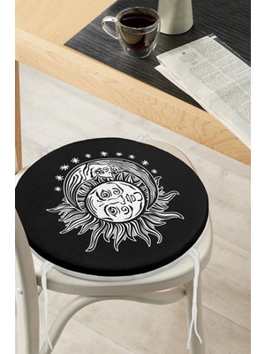 Rem Home Rengirenk Dekoratif Sandalye Minderi Yıldız Yuvarlak 40 x 40 cm Mutfak Balkon Oturma Minderi