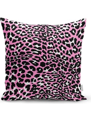 Rem Home Rengirenk Dekoratif Kırlent Kılıfı Pembe Modern 43 x 43 cm Salon Koltuk Kanepe Yastık Kılıfı