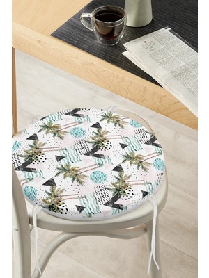 Rem Home Rengirenk Dekoratif Sandalye Minderi Yuvarlak 40 x 40 cm Mutfak Balkon Oturma Minderi