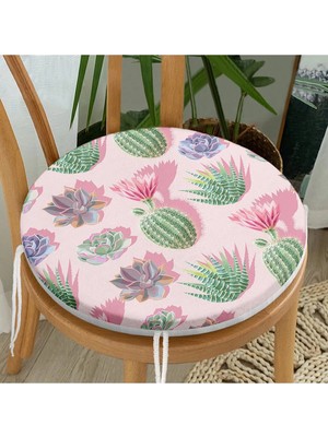 Rem Home Rengirenk Dekoratif Sandalye Minderi Modern Yuvarlak 40 x 40 cm Mutfak Balkon Oturma Minderi