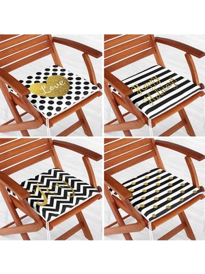 Rem Home Rengirenk Dekoratif Sandalye Minderi Beyaz 40 x 40 cm Mutfak Balkon Oturma Minderi