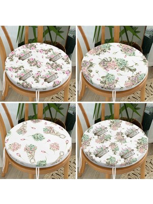 Rem Home Rengirenk Dekoratif Sandalye Minderi Sarı Modern Yuvarlak 40 x 40 cm Mutfak Balkon Oturma Minderi