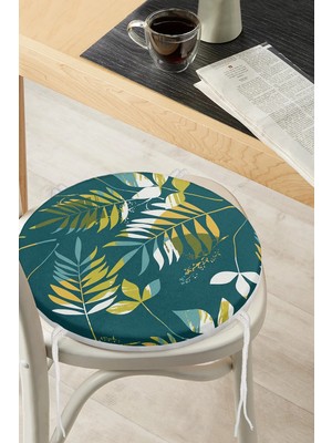 Rem Home Rengirenk Dekoratif Sandalye Minderi Yaprak Yuvarlak 40 x 40 cm Mutfak Balkon Oturma Minderi
