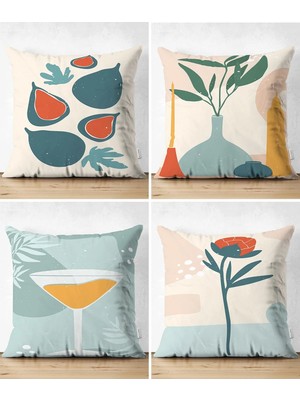 Rem Home Rengirenk Dekoratif Kırlent Kılıfı Modern 43 x 43 cm Salon Koltuk Kanepe Yastık Kılıfı
