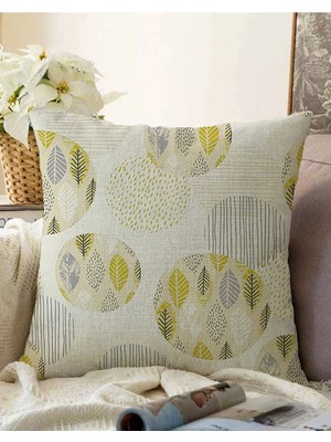 Rem Home Rengirenk Dekoratif Kırlent Kılıfı Yaprak 43 x 43 cm Salon Koltuk Kanepe Yastık Kılıfı