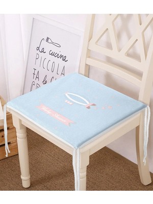Rem Home Rengirenk Dekoratif Sandalye Minderi Mavi Modern 40 x 40 cm Mutfak Balkon Oturma Minderi