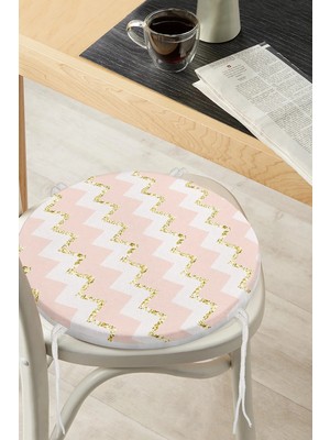 Rem Home Rengirenk Dekoratif Sandalye Minderi Pembe Modern Yuvarlak 40 x 40 cm Mutfak Balkon Oturma Minderi