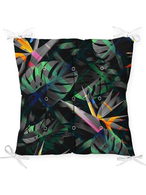 Rem Home Rengirenk Dekoratif Sandalye Minderi Beyaz Modern 40 x 40 cm Mutfak Balkon Oturma Minderi