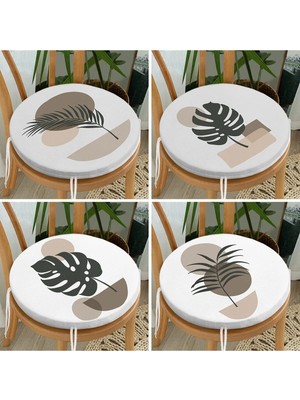 Rem Home Rengirenk Dekoratif Sandalye Minderi Yaprak Yuvarlak 40 x 40 cm Mutfak Balkon Oturma Minderi
