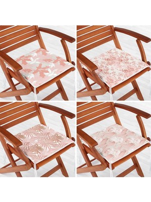 Rem Home Rengirenk Dekoratif Sandalye Minderi Beyaz Yaprak 40 x 40 cm Mutfak Balkon Oturma Minderi