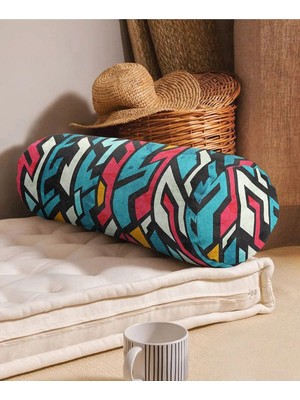Rem Home Rengirenk Dekoratif Kırlent Kılıfı Sarı Geometrik 60 x 20 cm Salon Koltuk Kanepe Yastık Kılıfı