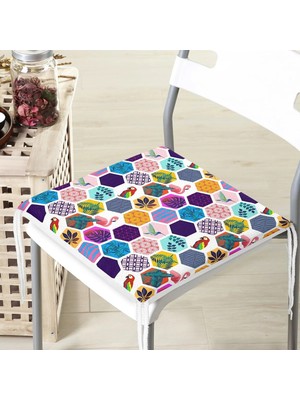 Rem Home Rengirenk Dekoratif Sandalye Minderi Modern 40 x 40 cm Mutfak Balkon Oturma Minderi