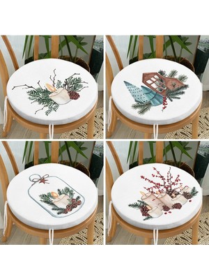 Rem Home Rengirenk Dekoratif Sandalye Minderi Sarı Modern Yuvarlak 40 x 40 cm Mutfak Balkon Oturma Minderi